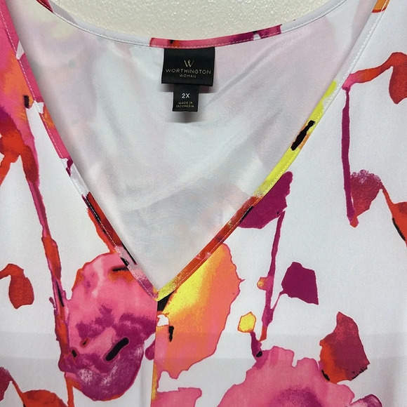 Worthington layered Sleeveless Floral Blouse Sz2X - Picture 2 of 8